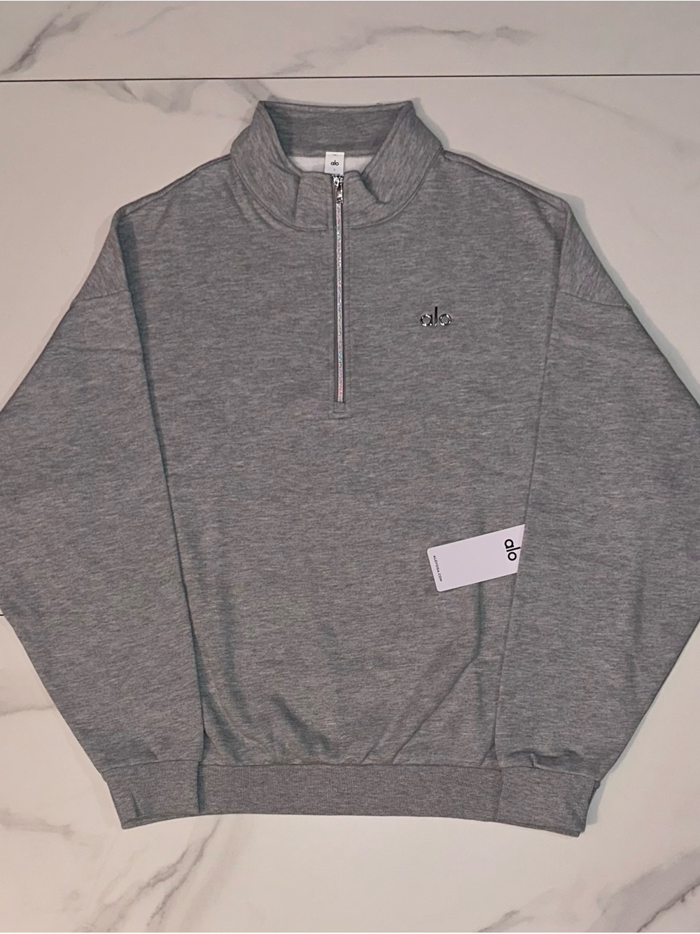 Alo Yoga Accolade 1/4 Zip Pullover Sweatshirt Athletic Heather Grey Size Large